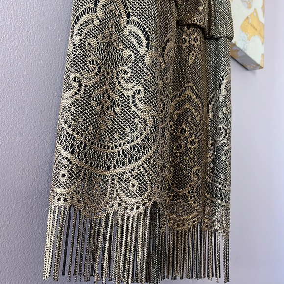 S.L. Fashions Size 12 Gold Chain Neck Blouson Fringe Dress EXCELLENT CONDITION - Picture 5 of 11